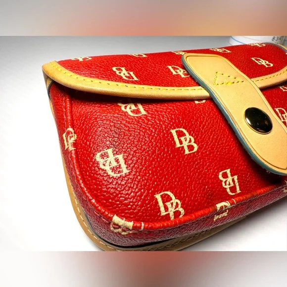 Dooney & Bourke Red and Tan Logo Wristlet - Picture 6 of 9